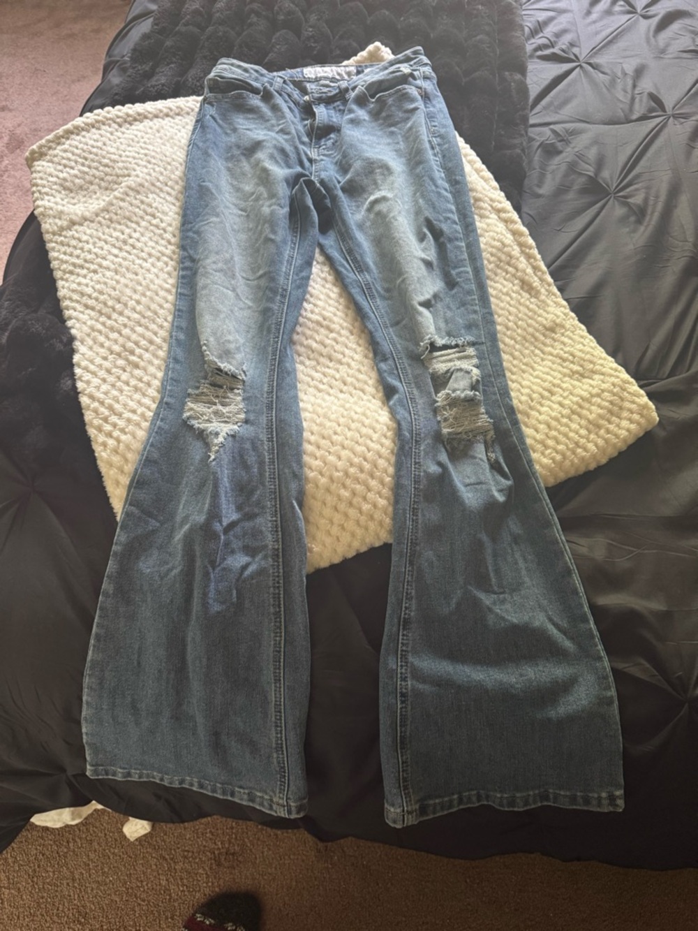 Indigo Rein Ripped Light Blue Flare Jeans